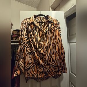 Tiger Print Silk Shirt Large